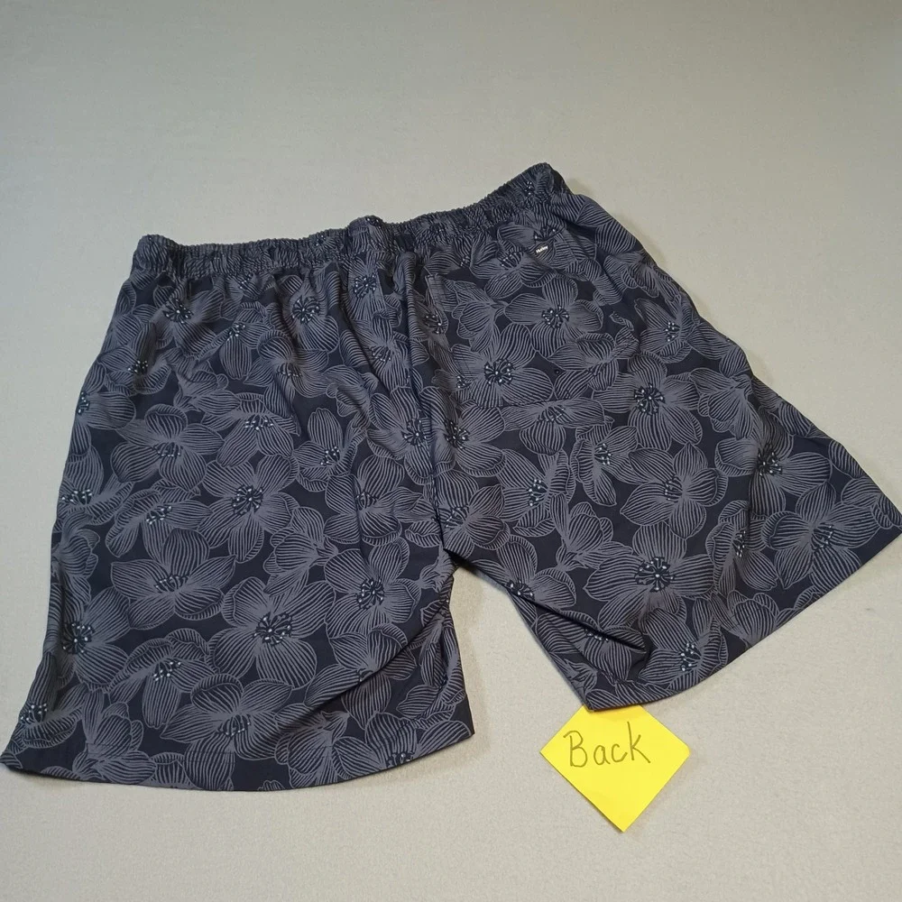 Hurley Mens XXL Swim Trunks Gray Floral Board Shorts‎ Elastic Waist Mesh Lined